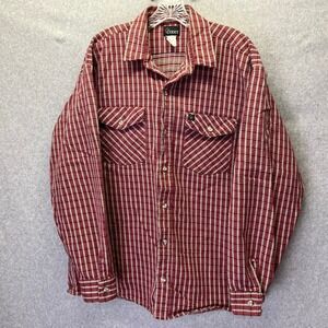 VTG CODET Mens XL REG Red Plaid Flannel Long Sleeve Button Up Pockets Work Shirt